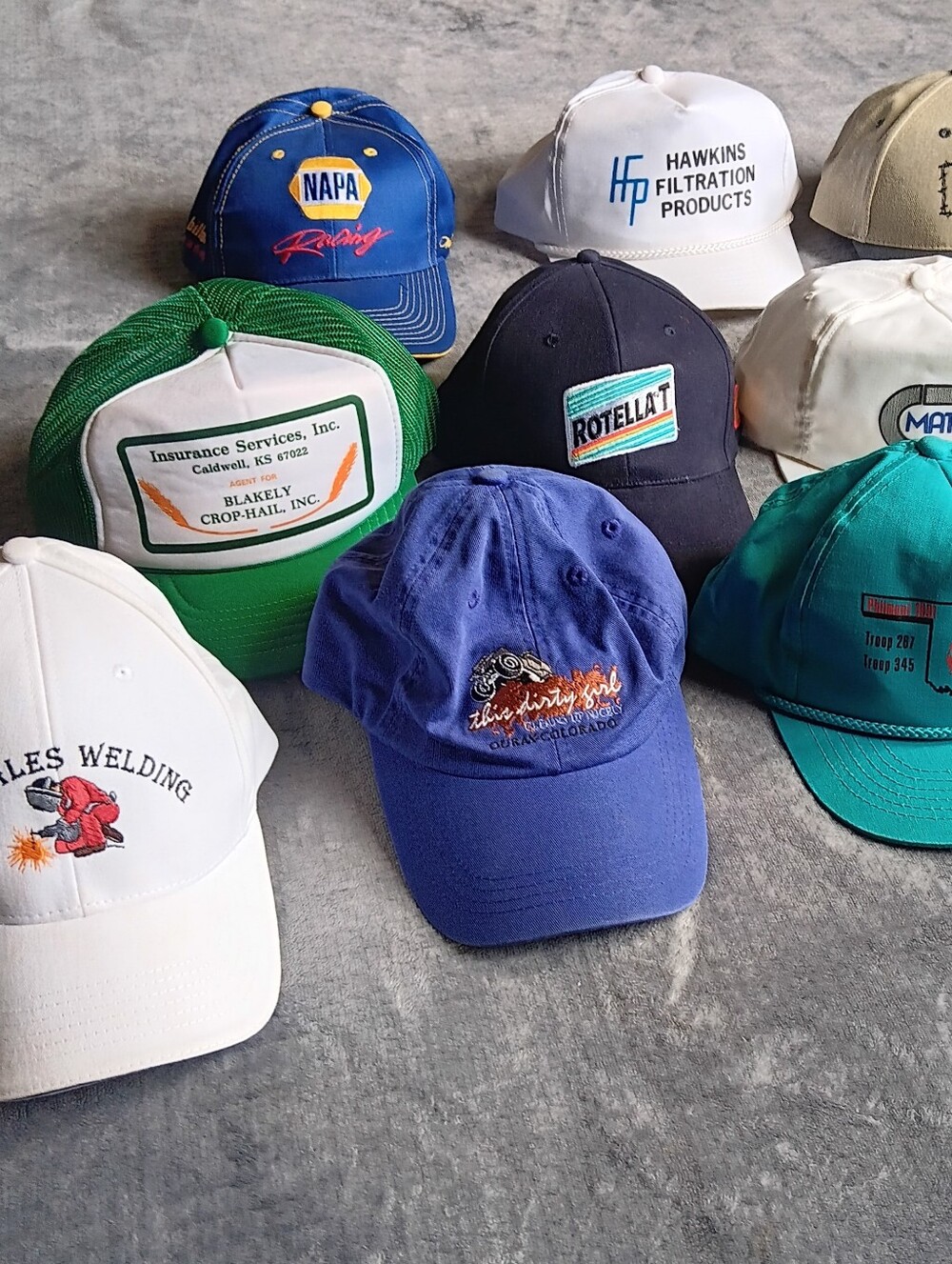 Vintage Baseball Cap Hat Lot Of 10, 90s 1990s Retro Trucker Mechanic Bundle - Picture 2 of 10